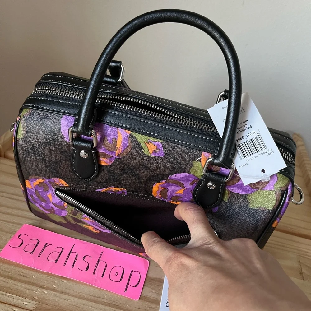 ✅Coach Rowan Satchel In Signature Rose Print - Picture 10 of 12